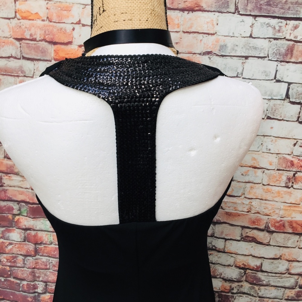 LBD lil black dress sequins halter back medium